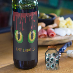 Etiqueta Para Botella De Vino Feliz Halloween Sangre Sensación de Crepúsculo Mon