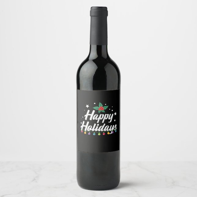 Etiqueta Para Botella De Vino Feliz Holliday (Anverso)