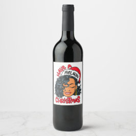Etiqueta Para Botella De Vino Feliz Melanin Navidades Feliz Navidad Sista Negra