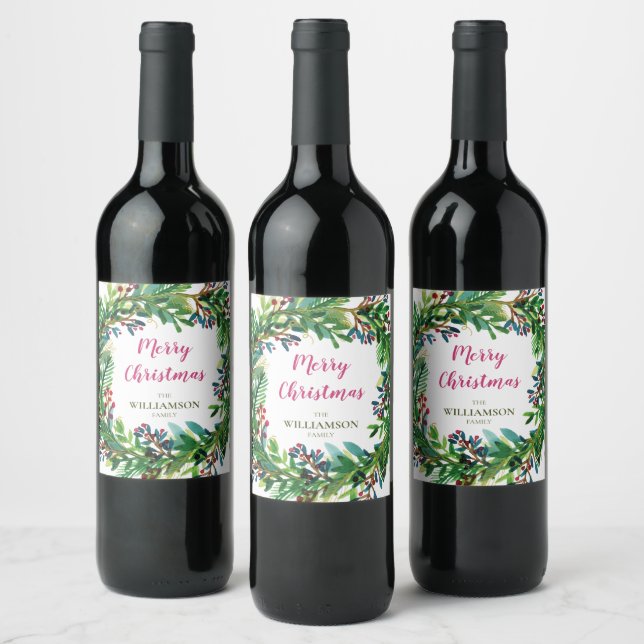 Etiqueta Para Botella De Vino Feliz Navidad (Botellas)