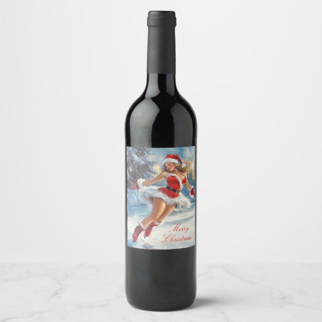 Etiqueta Para Botella De Vino Feliz Navidad (Anverso)