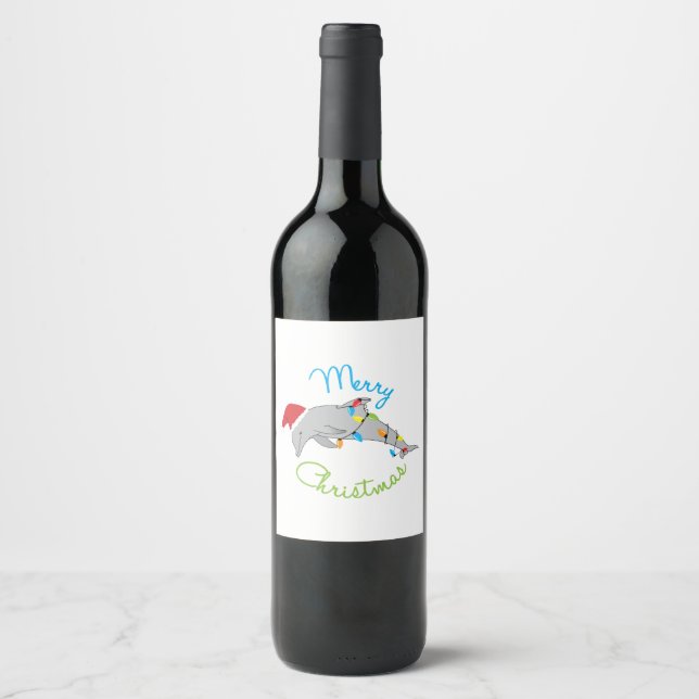 Etiqueta Para Botella De Vino Feliz Navidad (Anverso)