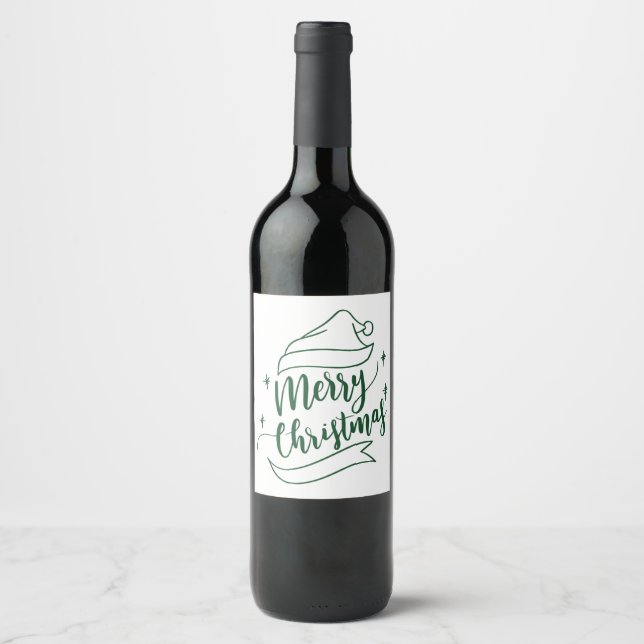 Etiqueta Para Botella De Vino Feliz Navidad (Anverso)