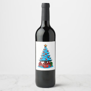 Etiqueta Para Botella De Vino Feliz Navidad 3D