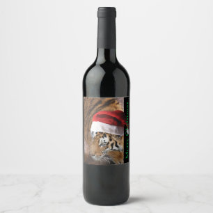 Etiqueta Para Botella De Vino Feliz Navidad Bengala Tiger