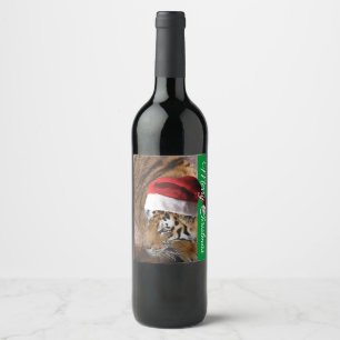 Etiqueta Para Botella De Vino Feliz Navidad Bengala Tiger