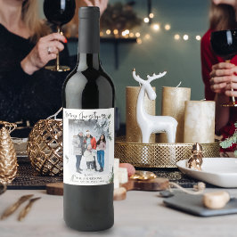 Etiqueta Para Botella De Vino Feliz Navidad Elegante Navidades de guiones gráfic