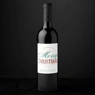 Etiqueta Para Botella De Vino Feliz Navidad Elegante y moderno guión de vacacion