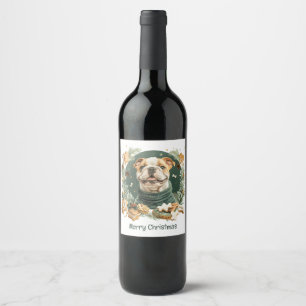 Etiqueta Para Botella De Vino Feliz Navidad English Bulldog