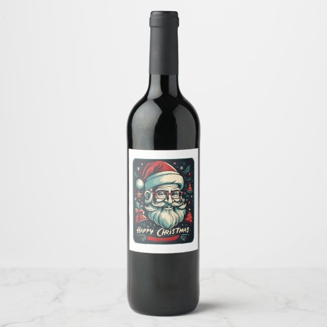 Etiqueta Para Botella De Vino Feliz Navidad es mi bendición (Anverso)