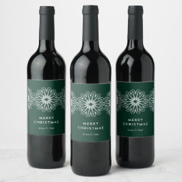 Etiqueta Para Botella De Vino Feliz Navidad floral minimalista moderna