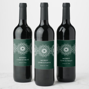 Etiqueta Para Botella De Vino Feliz Navidad floral minimalista moderna