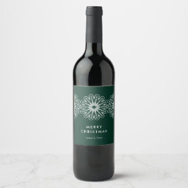 Etiqueta Para Botella De Vino Feliz Navidad floral minimalista moderna