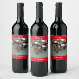 Etiqueta Para Botella De Vino Feliz Navidad Gernan Shepherd