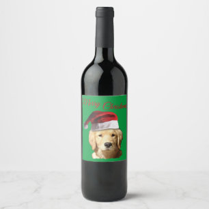 Etiqueta Para Botella De Vino Feliz Navidad Golden Retriever