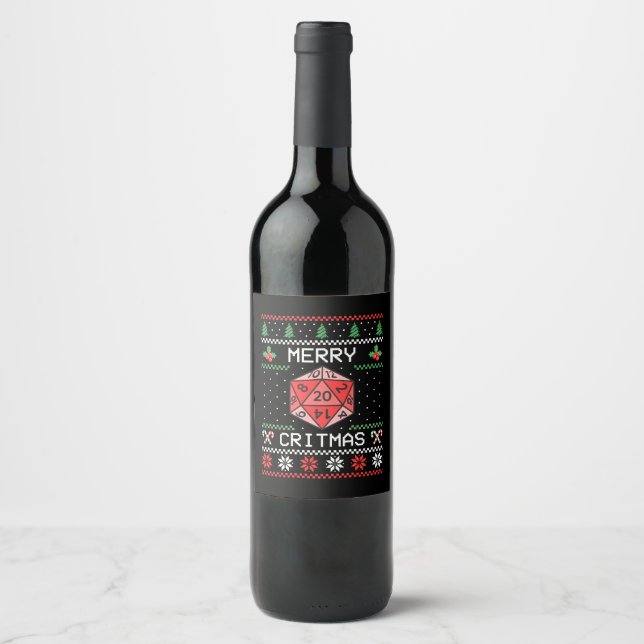 Etiqueta Para Botella De Vino Feliz Navidad II - Navidades feos (Anverso)