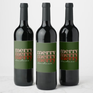 Etiqueta Para Botella De Vino Feliz Navidad Mensajes de texto de bienvenida rojo