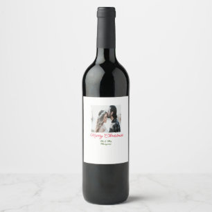 Etiqueta Para Botella De Vino Feliz Navidad pareja foto añadir nombre feliz navi