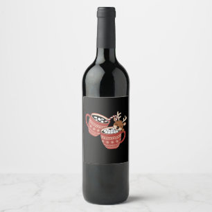 Etiqueta Para Botella De Vino Feliz Navidad Reno Cute Familia Navidad Café