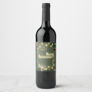 Etiqueta Para Botella De Vino Feliz Navidad Sage