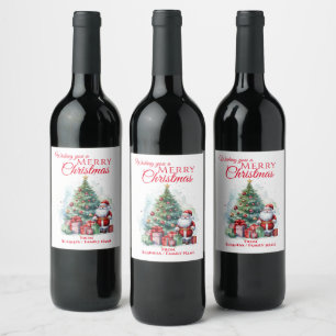 Etiqueta Para Botella De Vino Feliz Navidad Santa Claus