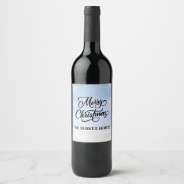 Etiqueta Para Botella De Vino Feliz Navidad Snowy Sky personalizado