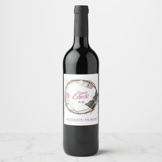 Etiqueta Para Botella De Vino Feliz Pascua (Anverso)