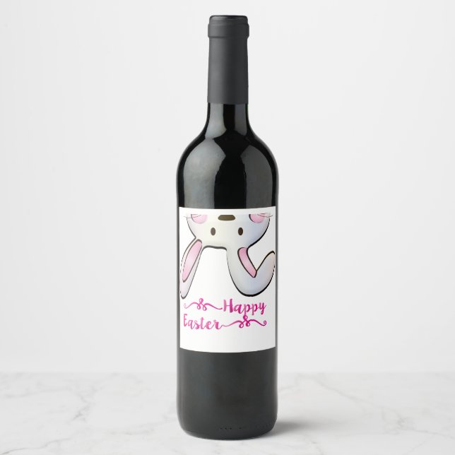 ETIQUETA PARA BOTELLA DE VINO FELIZ PASCUA  (Anverso)