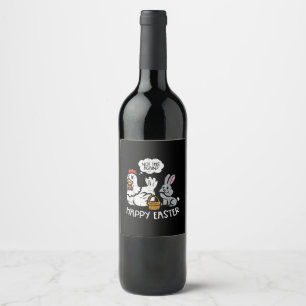 Etiqueta Para Botella De Vino Feliz Pascua, pollito conejito, no es nuevo divert