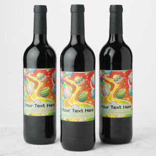 Etiqueta Para Botella De Vino Feliz patrón festivo de huevos de Pascua