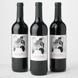 Etiqueta Para Botella De Vino Feliz y Casada - Navidad Personalizada de Recién C