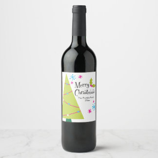 Etiqueta Para Botella De Vino Feriado retro brillante y brillante