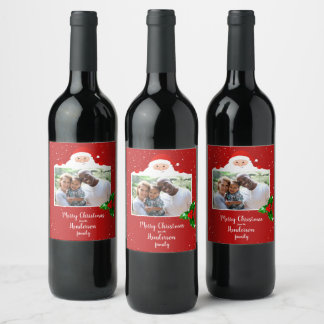 Etiqueta Para Botella De Vino Festividad Cheeky Santa - Foto Personalizado - Per