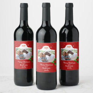 Etiqueta Para Botella De Vino Festividad de Cheeky Santa - Foto Personalizado -