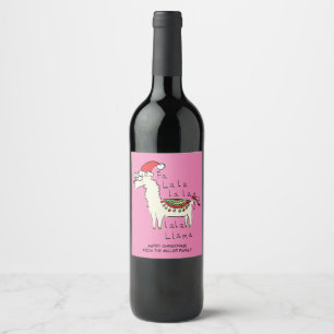 Etiqueta Para Botella De Vino Festividad de los Navidades de Llama Cute