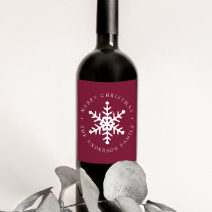 Etiqueta Para Botella De Vino Festividad moderna de Berry con copos de nieve