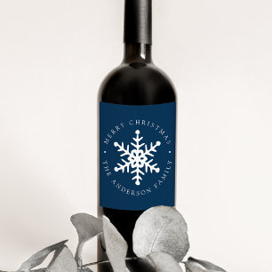 Etiqueta Para Botella De Vino Festividad moderna de la marina de copas de nieve