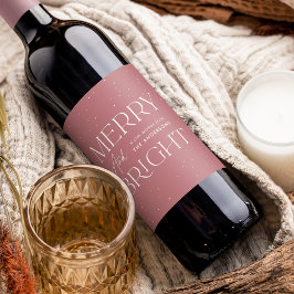 Etiqueta Para Botella De Vino Festividad moderna en Rosa con amarre y brillante