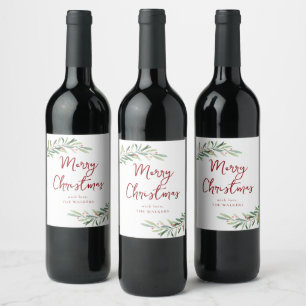 Etiqueta Para Botella De Vino Festividad navideña con Feliz Guión Moderno
