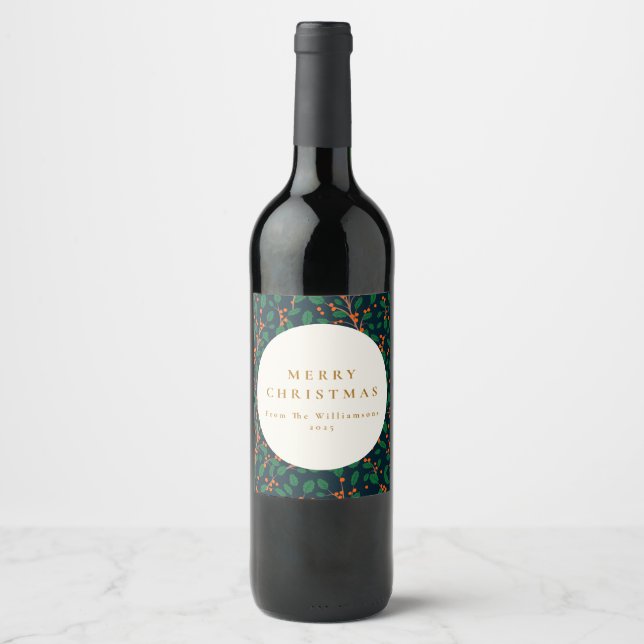 Etiqueta Para Botella De Vino Festividad navideña Navidad personalizada (Anverso)