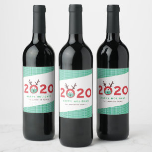Etiqueta Para Botella De Vino Festividad Personalizado de renos enmascarados 202
