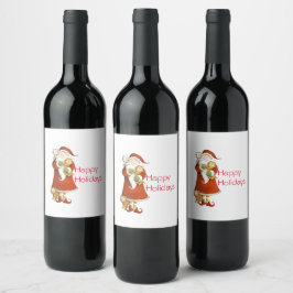 Etiqueta Para Botella De Vino Festividades de Santa y Gatos