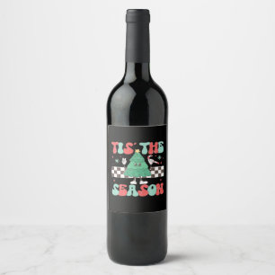 Etiqueta Para Botella De Vino Festividades de temporada retro para mujeres