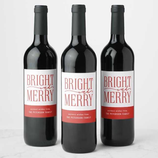 Etiqueta Para Botella De Vino Festividades rojas modernas y luminosas (Botellas)