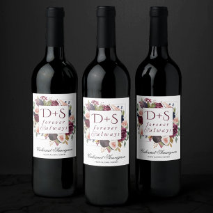 Etiqueta Para Botella De Vino Fibras en Blogueo   Moody Rustic Monogram Wreath