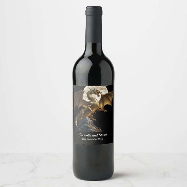 Etiqueta Para Botella De Vino Fierce Dragon Rearing (Anverso)
