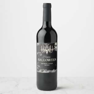 Etiqueta Para Botella De Vino Fiesta anual de Halloween de cráneo gótico vintage