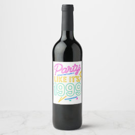 Etiqueta Para Botella De Vino Fiesta Como Si Fuera 1999®™ – Voltaje Neon