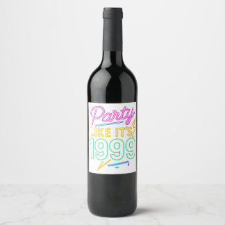 Etiqueta Para Botella De Vino Fiesta Como Si Fuera 1999®™ – Voltaje Neon