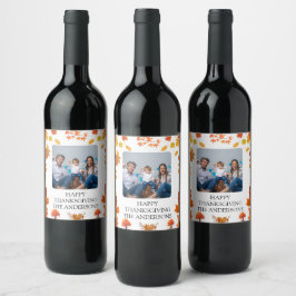 Etiqueta Para Botella De Vino Fiesta de Acción de Gracias de Otoño Acogedor